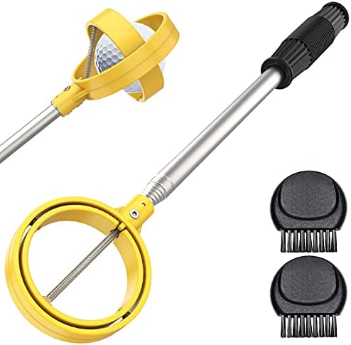 41e7RMUPGS._AC_.jpg SisterAling Golf Ball Retriever and 2 Pack Pocket Golf Club Cleaner Brush,Stainless Telescopic Extendable Golf Ball Pick Up Retriever for Water,Golf Accessories Set,Golf Gift for Man - Image 1
