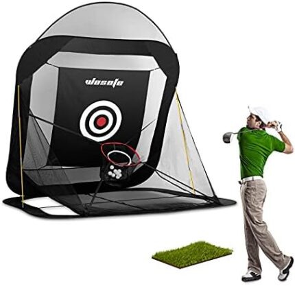 Golf Practice Nets for Backyard Driving Indoor and Outdoor Hitting Net with Chipping Target Pocket and Carry Bag Home Range Training Aids Ball Swing Golfing Accuracy Automatic Ball Return System