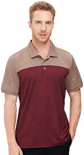 Men's Casual Classic Fit Short Sleeve Moisture Wicking Color Block Performance Athletic Golf Polo Shirts