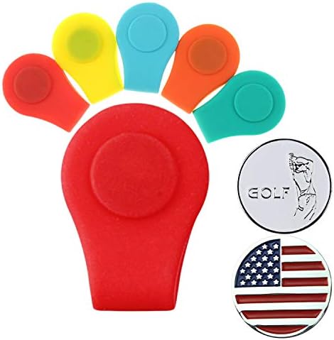 41gymFl4RZL._AC_.jpg Crestgolf Golf Ball Marker Clip,Silicone Ball Marker Holder Attach to Your Pocket Edge, Belt, Clothes,Great Gift for Golfing Friends Pack of 5 - Image 1