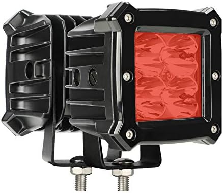 41irZvXYnKL._AC_.jpg Red Led Pods Light Bar – 3.4 Inch 40W Square Work Hunting Fishing Driving 12V/24V Fog Cube Light Waterproof Spot Beam for Truck Pick-up Boat Off-Road ATV UTV Golf Cart 4X4 Motorcycle (Pack of 2) - Image 1