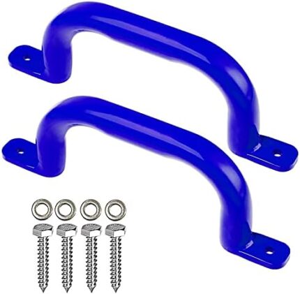 Purife 10'' Metal Playground Handles Blue (Pair-500LBS), Playground Grab Handles, Kids Playset Safety Handles, Hand Grip Bar for Playhouse,Treehouse, Jungle Gym, Climbing Frame, Swing Set Accessories