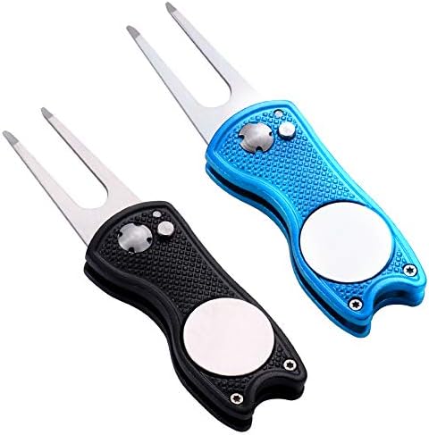 41l1jiIhtEL._AC_.jpg Fpxnb 2 Pack Metal Foldable Golf Divot Tool with Pop-up Button & Magnetic Ball Marker (Pack of 2, Fish Design) - Image 1