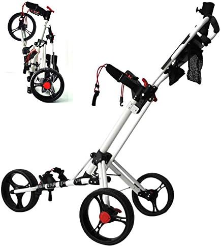 41ljZwspAL._AC_.jpg ANJING 3 Wheel Push Pull Golf Cart with Foot Brake, Cup Holder, Umbrella Stand and Organizer, Easy to Open and Close Folding Cart - Image 1