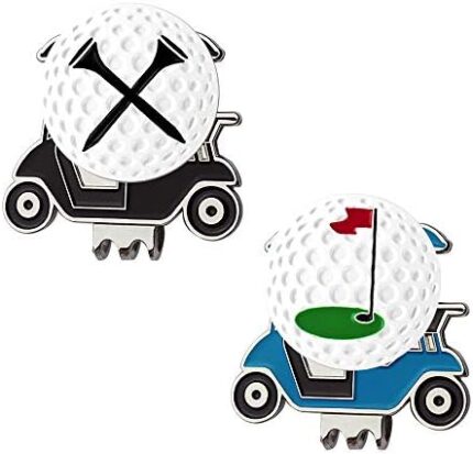 Myartte Golf Cart Hat Clip, Assorted Pattern Golf Ball Markers 24.4MM,Nice Golf Gift for Women Men,Pack of 2