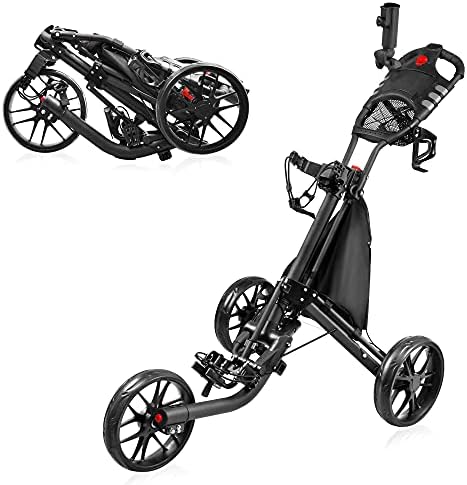 41m35SYDoDS._AC_.jpg BOBOPRO 3 Wheel Golf Push Cart,Sturdy Folding Walking Push Cart with Foot Brake,Umbrella Holder,Beverage Holder,Golf Club Bag Holder,Golf Accessories and Best Gifts for Men Women Practice and Game - Image 1