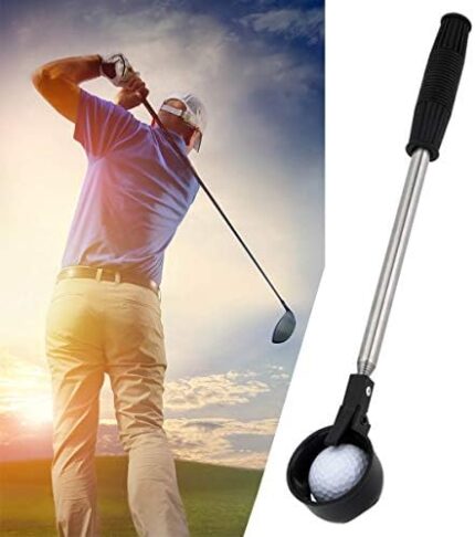 Golf Ball Retriever, Stainless Telescopic Extendable Golf Ball Picker, Golf Ball Pick Up Scoop Grabber Claw Sucker Tool, Golf Gift for Men