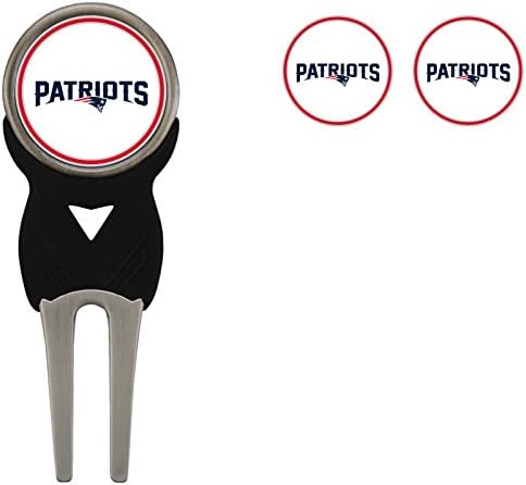41n6mveiQ-L._AC_.jpg Team Golf NFL New England Patriots Divot Tool with 3 Golf Ball Markers Pack, Markers are Removable Magnetic Double-Sided Enamel - Image 1