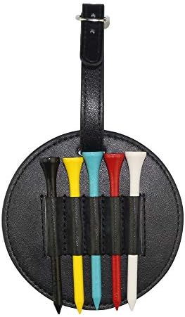 Myartte Golf Tee Holder with Wood Golf Tees Value 2 Set Golf Tee Holder for Bag Belt, Luxury Leather Gift for Golfer Men Women