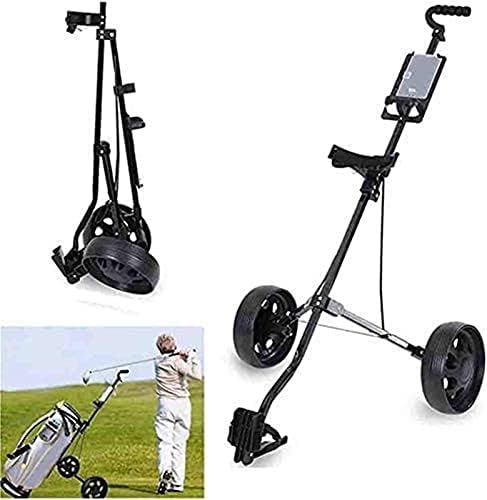 41o1XDTOqS._AC_.jpg Golf Push Cart Push Cart Golf Cart 2 Wheel Trolley Swivel Folding Pull Push Golf Cart New Golf Push Carts Easy to Open and Close for Outdoor Travel Home Sport Exercising (Size : Black) - Image 1