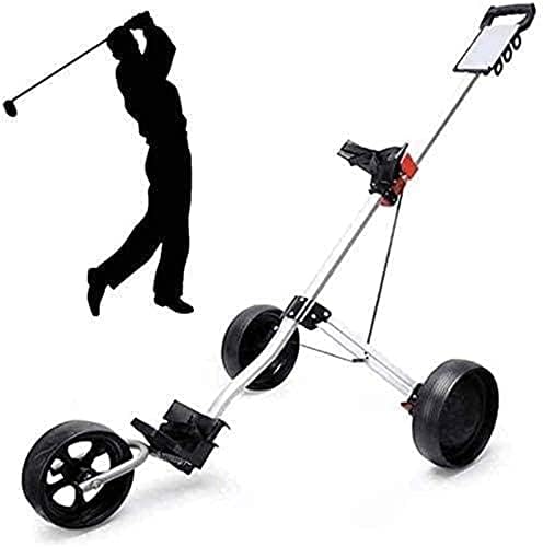 41o5n9YnRbS._AC_.jpg TUHFG Golf Push Cart Foldable Golf Trolley 3 Wheel, Lightweight Golf Buggy, Quick Open and Close Golf Caddy, Collapsible Cart, Golf Push/Pull Cart (Color : Silver) - Image 1