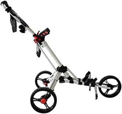 TUHFG Golf Push Cart Golf Carts, Trolleys,Golf Cart 3 Wheel Trolley Swivel Folding Pull Push Golf Cart with Storage Bags