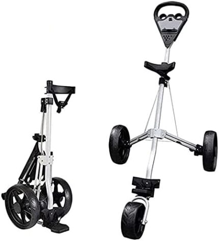 TUHFG Golf Push Cart Golf Trolley Golf Push Carts 3 Wheel Golf Push Trolley, Folding Golf Pull Trolley, for Golf Bag Outdoor Golf Sport Training Match Airport Luggage Check Carrier Cart Golf Caddy