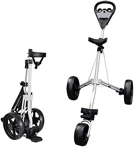 41p03lxV8S._AC_.jpg TUHFG Golf Push Cart Golf Trolley Golf Push Carts 3 Wheel Golf Push Trolley, Folding Golf Pull Trolley, for Golf Bag Outdoor Golf Sport Training Match Airport Luggage Check Carrier Cart Golf Caddy - Image 1