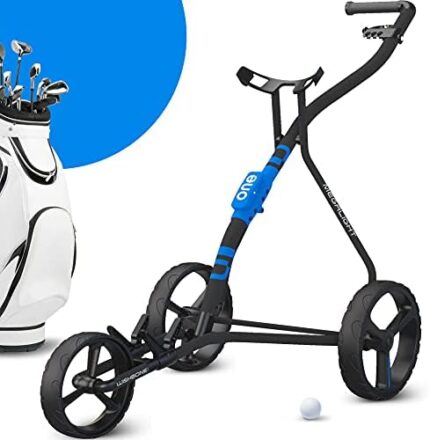 Golf Push Carts, 1 Step Folding 9lbs Lightweight, High-Tech Minimalistic Design (Blue)