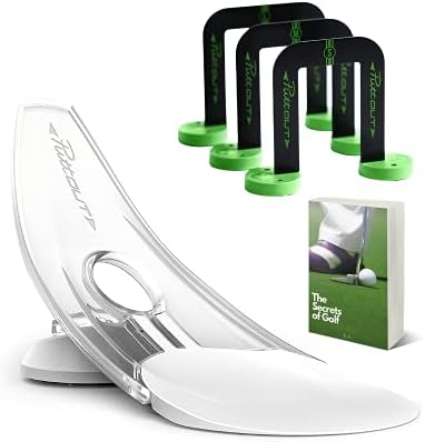 Puttout Pressure Putt Trainer & Putting Gate Set- Golf Accessories for the Perfect Putter on Indoor Outdoor Games, Golf Mat & Putting Green- Alignment Golf Return Ball Putting Training Aid Set- E-book
