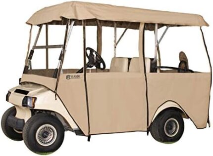 Classic Accessories Fairway Deluxe 4-Sided 4-Person Golf Cart Enclosure, Tan