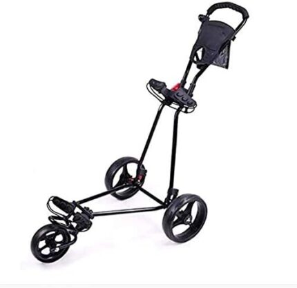 Golf Push Cart 3 Wheel, Easy Carry and Fold Golf Trolley with Adjustable Handle Angle, Foot Brake, Lightweight Golf Carts, One Second to Open & Close