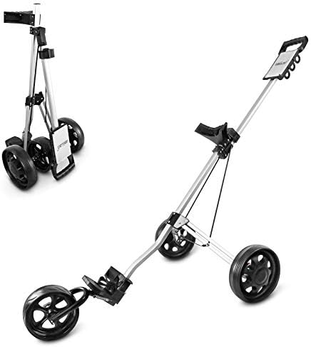 41rD6Kx58PL._AC_.jpg BOBOPRO 3 Wheel Golf Push Cart, Lightweight Sturdy Folding Golf Pull Trolley w/Foot Brake, Easy to Open & Close Golf Walking Cart Accessories for Golfer Practice & Game - Image 1