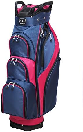 Majek Premium Ladies Navy Blue Pink Golf Bag 9.5 inch 14-way Friendly Separator Top with Putter Sleeve
