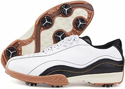 Men's Golf Shoes - with Movable Spikes Wear-Resistant and Stable Waterproof Sports Shoes with Non-Slip Soles, Suitable for Ball Sports and Outdoor Fitness