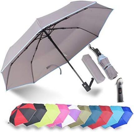Factory Outlet - IXINU Automatic Open Close Portable Lightweight Travel Umbrella Parasol Outdoor Sun & Rain All Weather Umbrella