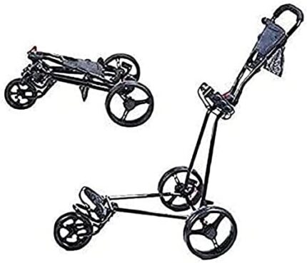 Golf Push Cart Golf Trolley Golf Push Carts 3 Wheel Golf Push Cart with 360 Rotating Front Wheel, One Second to Open and Close, Collapsible Golf Trolley,Lightweight Golf Cart