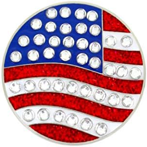 Navika U.S. Flag Round Crystal Golf Ball Marker - ADD Some Bling to Your Game!