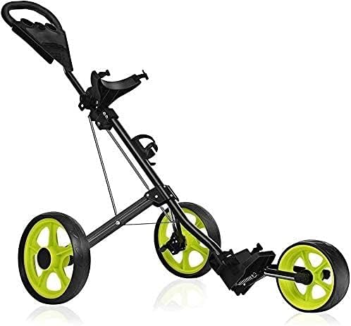 41t8nw1jpBS._AC_.jpg Golf Push Cart Trolley Golf Golf Push Cart Golf Cart for Golf Bag Golf Push Carts 3 Wheel Folding for Men Women Golf Cart Accessories and Necessitie Easy to Open (Color : Green) (Color : Green) - Image 1