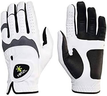 HIRZL Trust Hybrid Ladies Golf Gloves - All Weather Womens Golf Glove, White/Black, Nylon, Kangaroo Leather, Polyester, Ultimate Grip (Wet/Dry), Ergonomic Fit, Breathable, Sweat Free, Water Repellent