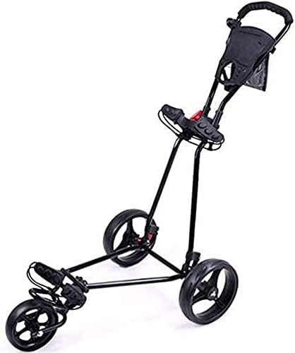 TUHFG Golf Push Cart Golf Trolley Load Capacity 50KG, 3 Wheel Golf Push Cart, Portable Collapsible Lightweight Golf Pushcart, Aluminum Alloy Frame Golf Charter