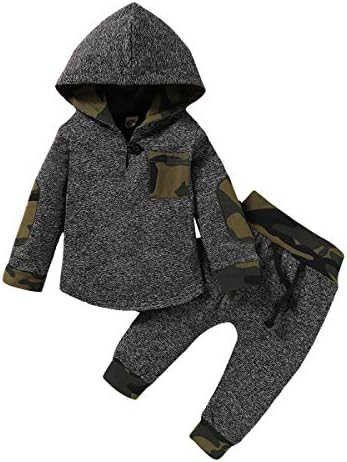 Baby Boy Clothes Fall Outfits Plaid Pocket Hoodie Sweatshirt + Pants Winter Clothes Set