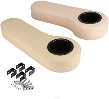 10L0L Universal Golf Cart Rear Seat Armrest with Cup Holder for Club Car EZGO Yamaha, Set of 2