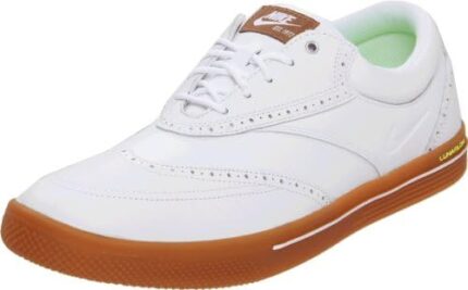 Nike Golf Men's Nike Lunar Swingtip Leather-M, White/Gum Medium Brown/Volt, 8.5 M US