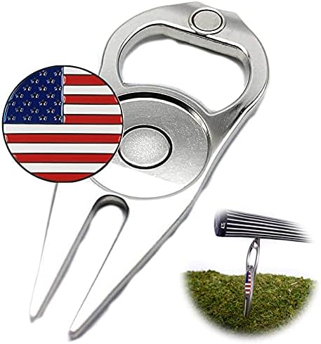 41vhviHdkDS._AC_.jpg Golf Multitool Divot Repair Tool Brush Cleaner Spike Wrench Bottle Opener Value Pack, Upgrade Design 4 in 1 Multi Function Pocket Accessories Gift for Men Women Golfer - Image 1