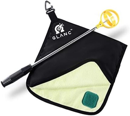 GLANC Golf Ball Retriever Telescopic - with Wet/Dry Golf Towel Included, Stainless Golf Ball Picker for Water, Extendable Portable Golf Ball Pick Up Tool with Automatic Locking