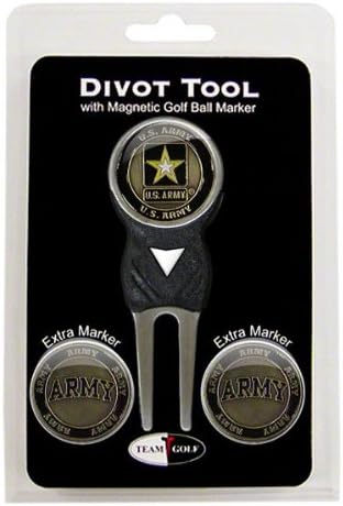 Team Golf Military Army Divot Tool with 3 Golf Ball Markers Pack, Markers are Removable Magnetic Double-Sided Enamel