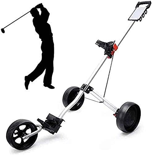 41xnF9Ts6hS._AC_.jpg TUHFG Golf Push Cart Foldable Golf Trolley 3 Wheel, Lightweight Golf Buggy, Quick Open and Close Golf Caddy, Collapsible Cart, Golf Push/Pull Cart (Color : White) - Image 1