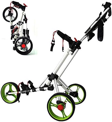 41y-6VYVm6L._AC_.jpg ANJING Golf Push Cart 3 Wheel, Folding Golf Trolley with Foot Brake Umbrella Stand Cup Holder - Image 1