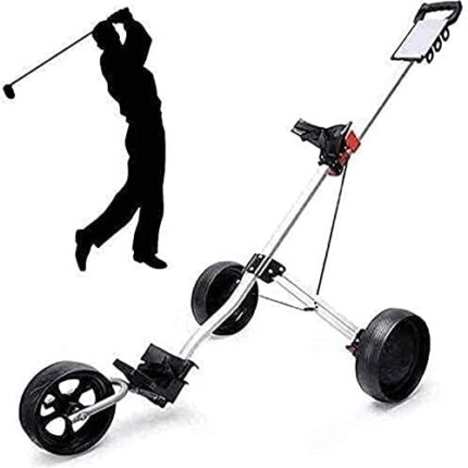 TUHFG Golf Push Cart Golf Trolley Golf Push Carts Foldable Golf Trolley 3 Wheel, Lightweight Golf Buggy, Quick Open and Close Golf Caddy, Collapsible Cart, Golf Push/Pull Cart