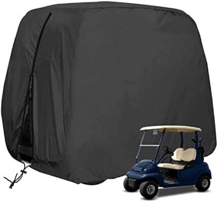 MENOLY 4 Passenger Golf Cart Cover,Waterproof Outdoor Golf Cart Cover, 420D Waterproof with Extra PVC Coating Sunproof Dustproof,for EZ GO Club Car Yamaha Golf Carts(112" L x 48" W x 66" H)