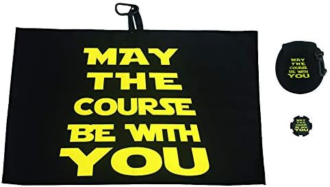 41z1-emGmyL._AC_.jpg Giggle Golf May The Course Be with You Golf Waffle Towel, Poker Chip & Ball Cleaning Pouch - Image 1
