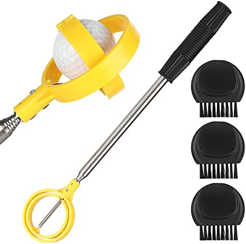 41z9bS6N5xS._AC_.jpg Golf Ball Retriever, with 3 Pack Golf Club Cleaner Brush, Stainless Telescopic Extendable Golf Ball Pick Up Retriever for Water, with Spring Release-Ready Head and Locking Clip, Golf Gift for Man - Image 1