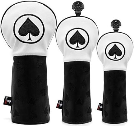 NC PU Leather Golf Club Covers - 3 Model Golf Driver Headcover, Interchangeable Fairway Wood Head Cover, Hybrid Headcover