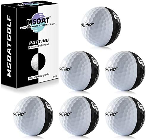 51-oGrqlU5L._AC_.jpg MSOAT Practice Golf Putting Balls 2 Colors Black and White Putter Aiming Line Double Layer Golf Practice Balls Training Accessory Indoor Outdoor Golf Balls for Training (6 Pack) - Image 1