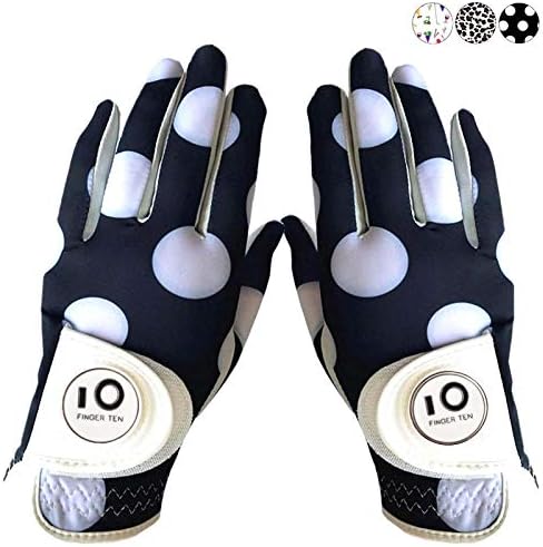 510R7XDbOXL._AC_.jpg Golf Gloves Women Pair with Ball Markers Soft Leather Pair Both Hand All Weather Grip Non Slip Breathable Glove for Ladies Girls Size S M L XL - Image 1