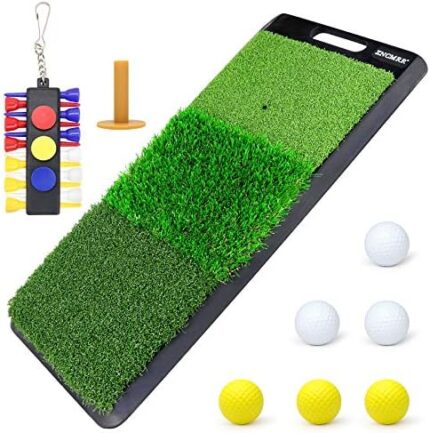 ZNCMRR Tri-Turf Golf Hitting Mat,Portable Mat Golf Practice Training Sets with 6 Balls,Driving, Chipping Practice Training, Ideal for Indoor & Outdoor Training