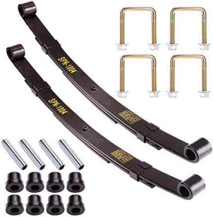 10L0L Golf Cart Heavy Duty 3-Leaf Rear Spring Kit for EZGO TXT 1995-2013, with Bushings, Sleeves & U Bolts, OEM# 70247-G01 70474-G01 70505-G01