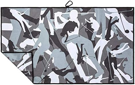 513wYpKYNML._AC_.jpg Funny Camo Golf Towel for Men - Sturdy Carabiner Clips to Bag - Absorbent Microfiber Fabric - Look Closer to See Graphic Golfers Hidden in The Camo (Gray) - Image 1