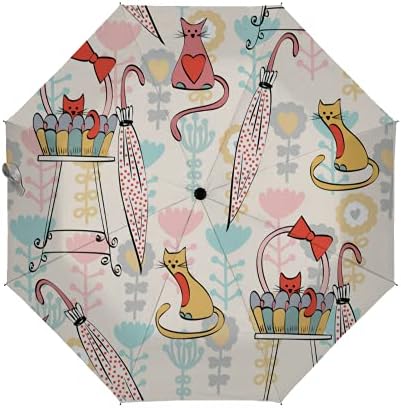 LoveKunYu Compact Umbrella Fashion White and Black Polka Dots Auto Open Close Travel Sun Golf Folding Umbrellas Windproof Lightweight for Women Men Kids Girls Parasol with Black Anti-Uv Coating